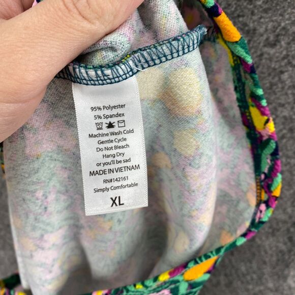LulaRoe Skirt Women XL Green Floral A-Line Midi Mid Rise Zipper Casual Comfort - Picture 8 of 9